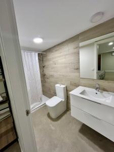 a bathroom with a toilet and a sink at Ribera Suites GP in Córdoba +40 photos