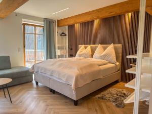 Postel nebo postele na pokoji v ubytování Attersee Apartments