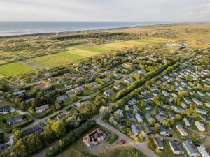 an aerial view of a housing estate with the ocean in the background at Vakantiepark Klein Vaarwater in Buren