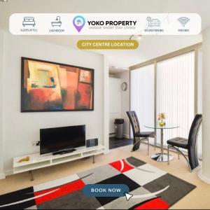 Μια τηλεόραση ή/και κέντρο ψυχαγωγίας στο Central Hub Apartment with Balcony, Fast Wifi, Smart TV and Free Parking