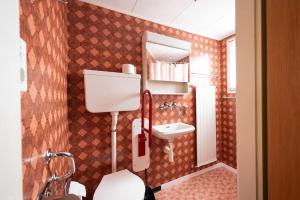 a small bathroom with a toilet and a sink at 16 - Gästehaus Erika - Hundwil - Appenzellerland in Hundwil +24 photos