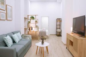 a living room with a couch and a tv at La Brisa Lofts in Valencia