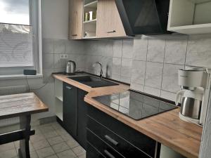 a kitchen with a sink and a counter top at Monteurzimmer und Reisende in Salzgitter