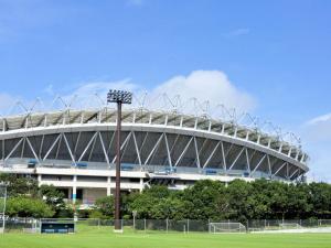 a stadium with a soccer field in front of it at FLEXSTAY INN Kashima Central in Kamisu +46 photos