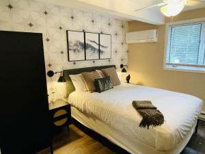 a bedroom with a large white bed and a window at Comfortable Cozy Conway Hideaway that Sleeps 8 Pet Friendly in Conway