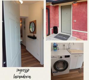 a collage of pictures of a laundry room and a bathroom at Casello 33 in San Giovanni in Croce