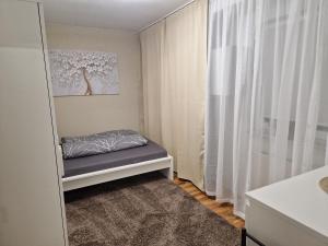 a small room with a bed and a window at Casa Velten in Bühl