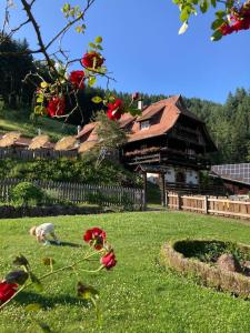 a house in a field with flowers in front of it at Gemütliche Wohnung nähe Europapark Rust Offenburg Straßburg in Neuried