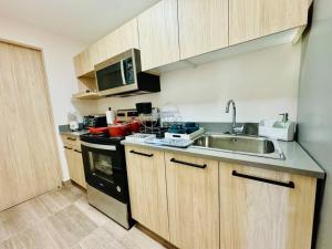 Kuchyň nebo kuchyňský kout v ubytování Distrito Artemisa Loft Apartments