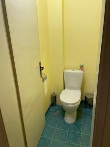 a bathroom with a white toilet in a stall at Luxurious flat - Pleven center in Pleven