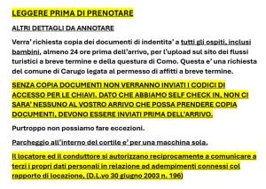 a page of a document with yellow text at Casa Lucia a Carugo in Carugo
