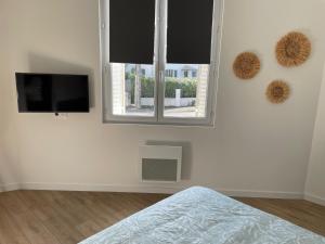 Telewizja i/lub zestaw kina domowego w obiekcie Le P'tit Montjoux - Appart avec Jardin proche gare
