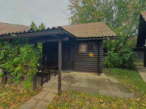 a small cabin with a table and a roof at Teddy in Čatež ob Savi