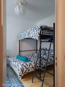 a bunk bed with a ladder next to a bunk bed at Cozy and nice homestay room - chambre d'hôte in Paris