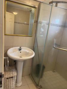 Un baño con lavabo y ducha en 206 Regalia, en Flic en Flac