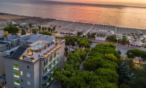 an overhead view of a building next to a stadium at Hotel Cristallo in Giulianova