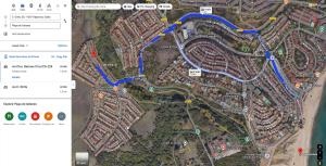 a map with a blue and yellow line on it at Chalet en Algeciras Con Piscina, Paddle a 4 Minutos de Playa de Getares in Algeciras