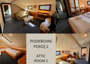 Postel nebo postele na pokoji v ubytování Alpský Hotel