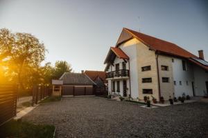a large house with a driveway in front of it at Agropensiunea Casa Daiana Breb in Breb
