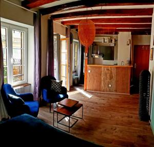 a living room with a couch and chairs and a table at La Terrasse Desaix in Strasbourg