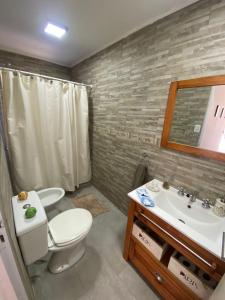 a bathroom with a toilet and a sink at El descanso in Ramallo