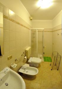 Un baño con lavabo, inodoro y ducha. en La Magnolia, en Verona