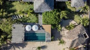 an overhead view of a swimming pool with palm trees at LaVentana Tatajuba in Tatajuba