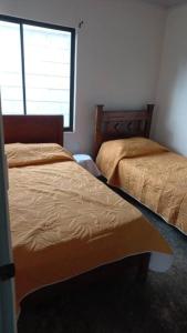 a bedroom with two beds and a window at Apartamento Sareth in Daniel Flores