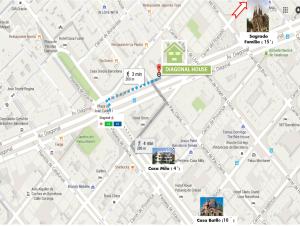 a map of the dinosaur house at Diagonal House Hostel in Barcelona