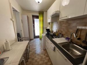 a kitchen with a sink and a counter top at Les Hirondelles in Saint-Florentin