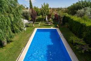 an overhead view of a swimming pool in a yard at El Campo in Zaragoza