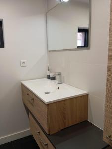 a bathroom with a sink and a mirror at Loft pays basque in Anglet +21 photos