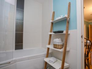 a bathroom with a ladder next to a shower at Tides Reach in Rhosneigr