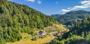 una vista aérea de una casa en una montaña en Haus Niedermättle, en Oppenau 8 fotos más