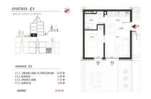 Plànol de Apartman DETLIĆ Divčigora