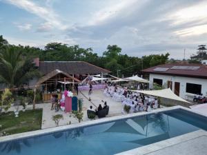 an overhead view of a wedding reception at a resort at Serenity Resort in Moalboal +54 photos