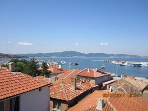a view of a harbor with boats in the water at Guesthouse Olimp in Sozopol
