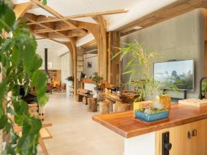 Patio Spring Holiday Inn -- Free round trip pick-up service --Panoramic view of Tianmen Mount的电视和/或娱乐中心