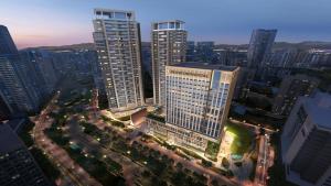 an overhead view of a city with tall buildings at InterContinental Taichung by IHG in Taichung