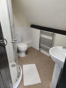 a bathroom with a toilet and a sink at Langley Inn in Bristol +60 photos