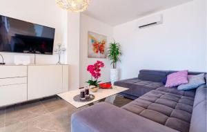 a living room with a couch and a tv at Villa Grandiosa in Blato