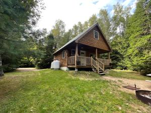 una cabina nel bosco con un ampio cortile di Wild Fox Cabins a The Pines