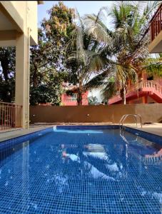 una grande piscina con una palma sullo sfondo di Goan Hideaway Uno a Siolim