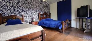a bedroom with two beds and a tv in it at Villa Lore Glamping in Murillo