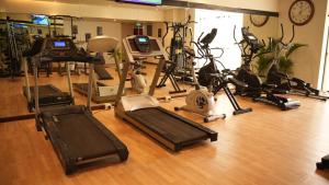 a gym with several exercise bikes and exercise equipment at Flora Airport Hotel and Convention Centre Kochi in Nedumbassery