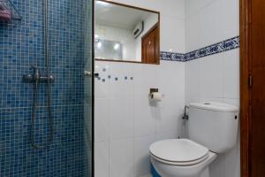 e bagno con servizi igienici e doccia con specchio. di Fuente Nueva a Cazalla de la Sierra Altre 16 foto
