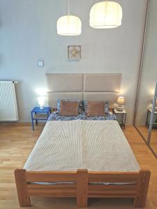 Ένα ή περισσότερα κρεβάτια σε δωμάτιο στο Orange Studio Zaspa