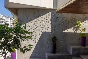 a flock of birds flying against a wall at Park Beach Hotel in Limassol