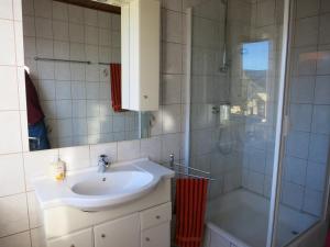 ein Bad mit einem Waschbecken und einer Dusche in der Unterkunft Appartement Marija in Knittelfeld