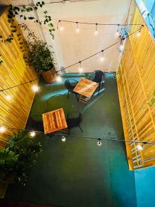 an overhead view of a room with tables and chairs at Casa Cavancha in Iquique